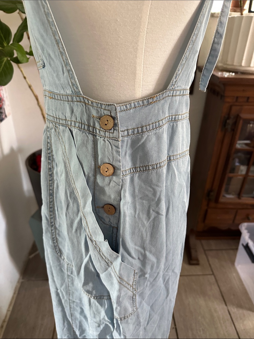 Promesa Light Blue Wide-Leg Denim Overalls Small - Picture 6 of 11